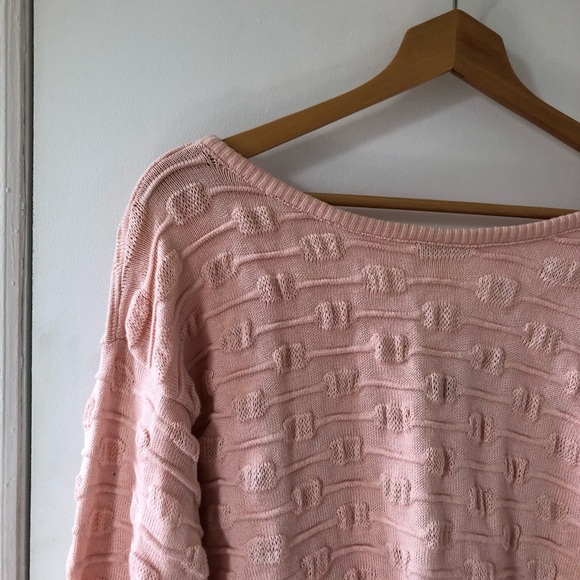 IZOD Vintage Textured Knit Pink Pullover 80s 90s Preppy Retro - Picture 2 of 4